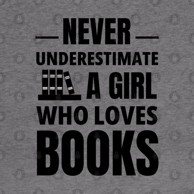 never underestimate a girl who loves books by Petalprints